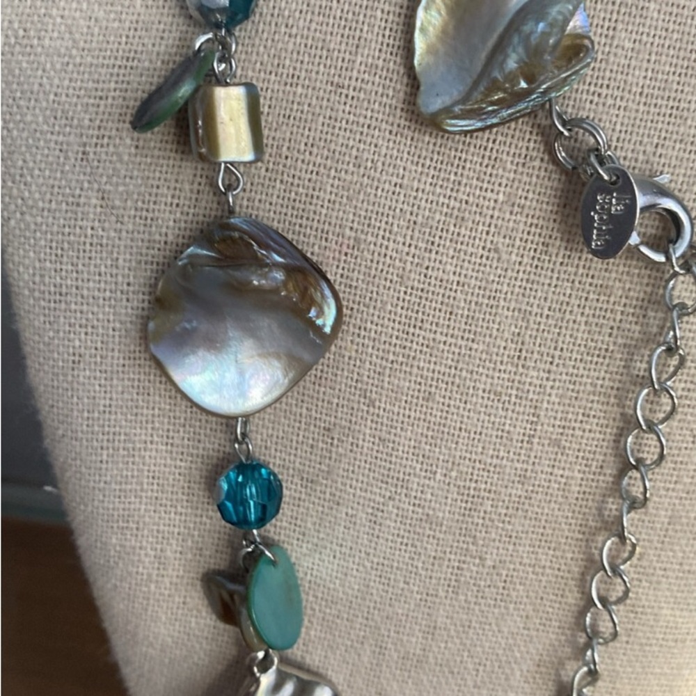 Lia Sophia 44 to 46” Long BoHo Shell And Glass Necklace Layered Statement Piece - Picture 3 of 7